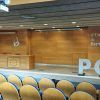 El Pavelló de Suècia de Berga, amb les sigles del Patrimoni Cultural Immaterial (PCI) i el logotip de la Patum, preparat per a la trobada anunal de gestors del patrimoni