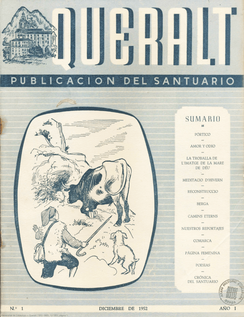 Portada del primer número de la revista Queralt, del 1952 | Arxiu Comarcal del Berguedà