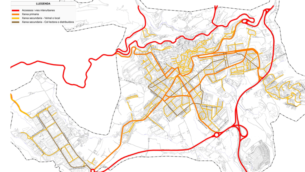Xarxa bàsica i secundària dels carrers de Berga