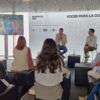 L'alcalde de Berga, Ivan Sànchez, i el periodista Xavi Rossinyol, durant la presentació de la Patum a Mondiacult
