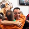 Xavi Rossinyol i Josep Guijarro, després del salt de nans nous de la Patum completa | Marta Casadesús